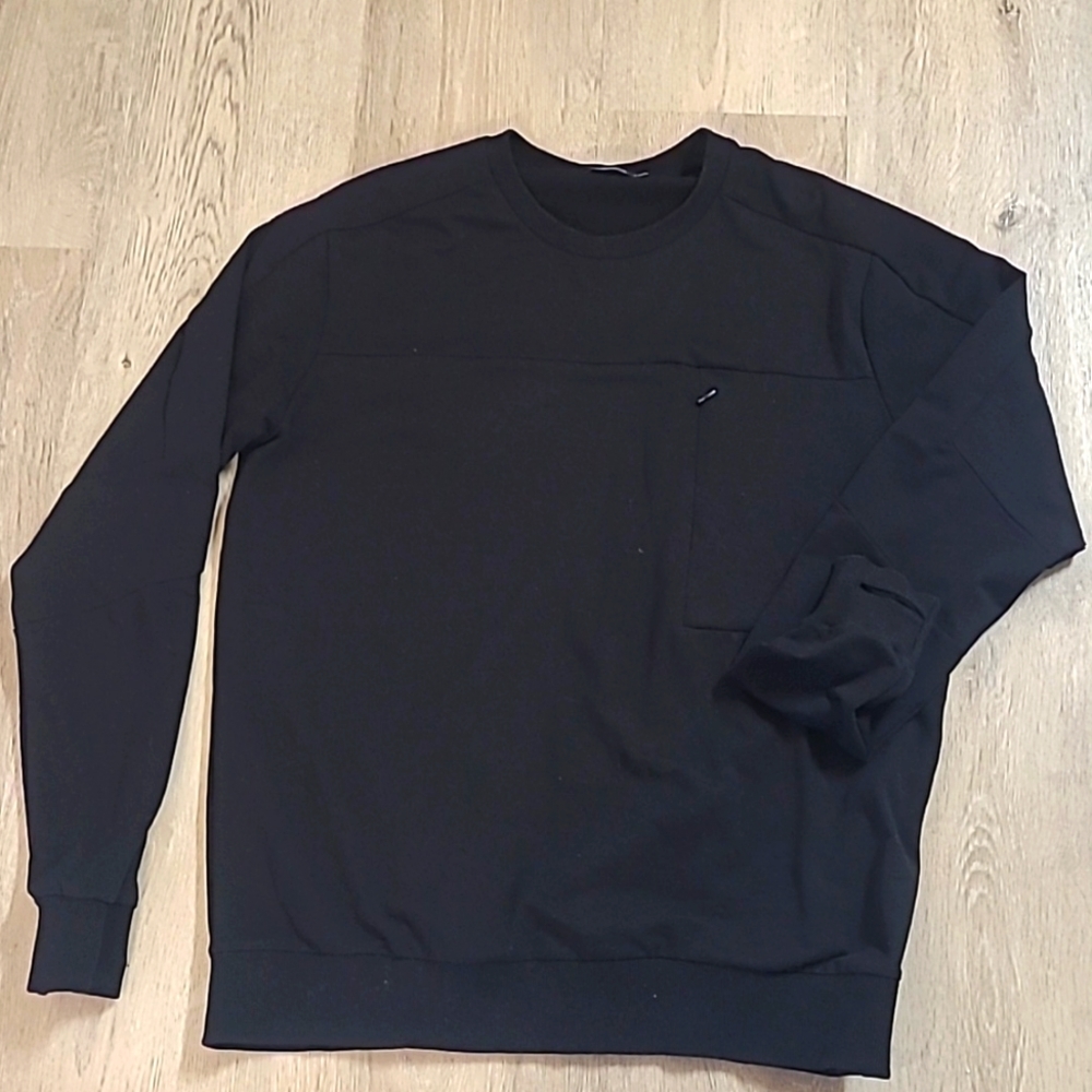 Zyia Men's black Vertical Zipper Pocket Long Sleeve Pullover size L